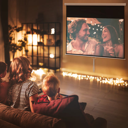 HOMCOM Beamer-Leinwand, inkl. Ständer, Wand- oder Deckenmontage, 16:9 Seitenverhältnis, 172x96 cm, Weiß