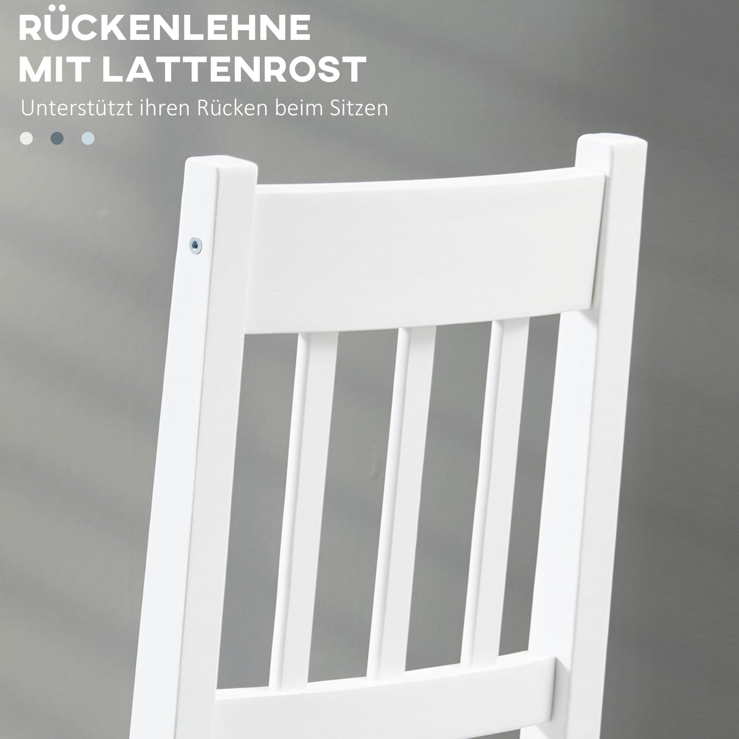 HOMCOM 2er-Set Esszimmerstühle Küchenstühle Stühle, Massivholz, 41 cm x 46,5 cm x 85,5 cm, Weiß