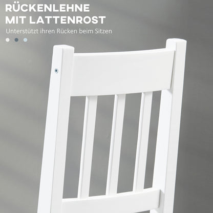 HOMCOM 2er-Set Esszimmerstühle Küchenstühle Stühle, Massivholz, 41 cm x 46,5 cm x 85,5 cm, Weiß