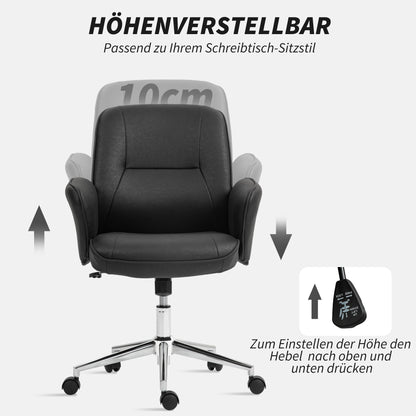 Vinsetto Bürostuhl, höhenverstellbar, atmungsaktiverad Bezug, Wippfunktion, bis 120 kg, Schwarz