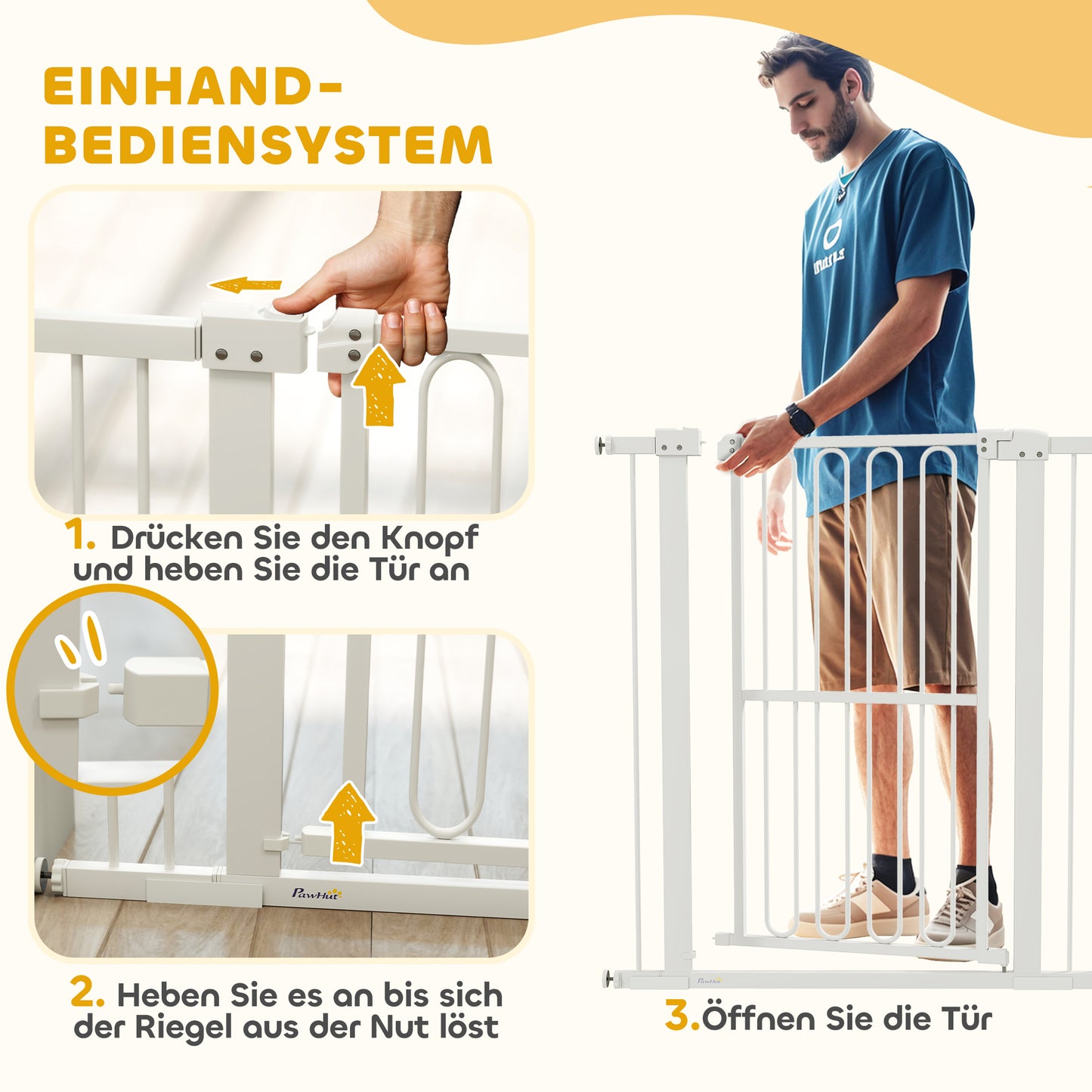PawHut Türschutzgitter Hund, 76-104 cm Absperrgitter ohne Bohren, Treppengitter