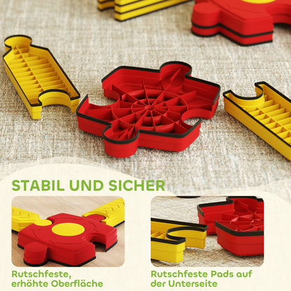 AIYAPLAY Kinder Schwebebalken-Set, frei gestaltbar, Kunststoff, flexible Teile, Gelb+Rot