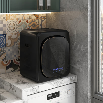 HOMCOM Wäschetrockner mit UV-Desinfektion, kompakte Bauweise, 4 kg Kapazität, Edelstahl, Schwarz