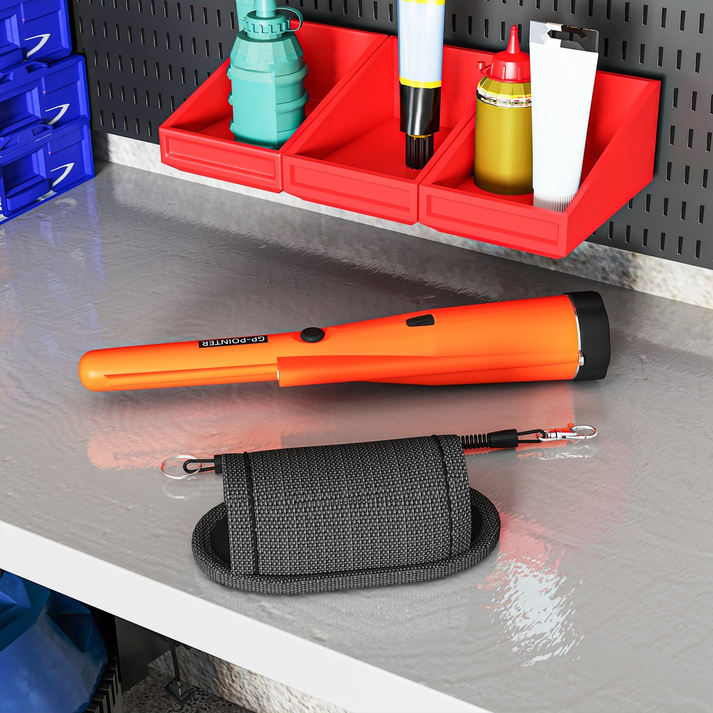 Outsunny Metalldetektor für Erwachsene, Tragbar Ortungsgerät mit LED Indicator, Wasserdicht Schnurlos Metallsuchgerät Orange