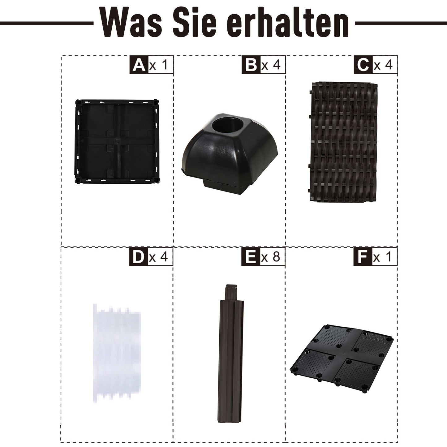 Outsunny Hochbeet, Pflanzkasten mit Abflusslöchern, Blumenkasten im Rattan-Look, Kunststoff, Braun, 40 x 40 x 44 cm