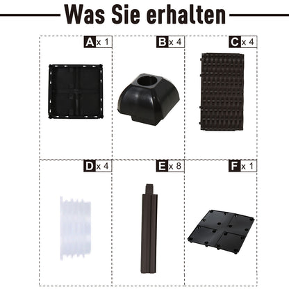 Outsunny Hochbeet, Pflanzkasten mit Abflusslöchern, Blumenkasten im Rattan-Look, Kunststoff, Braun, 40 x 40 x 44 cm