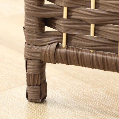 HOMCOM Raumteiler, 3-teilig faltbare Trennwand, Geflechtmuster, Kiefernholz, Braun