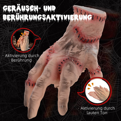 HOMCOM Horror-Hand, Helloweendeko, aktiviert mit Geräusche/Berührung, beweglich, Sound