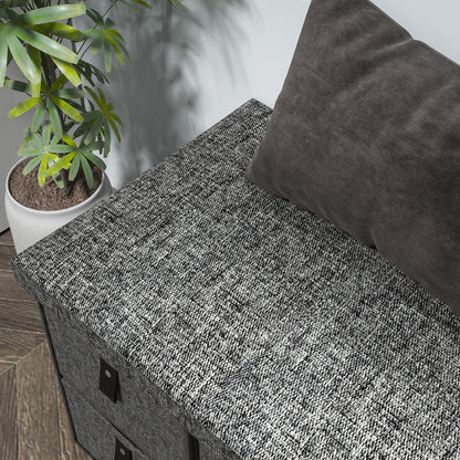 HOMCOM Gepolsterte Schuhbank, 6 Schuhfächer, MDF-Rahmen, Leinenoptik, Grau