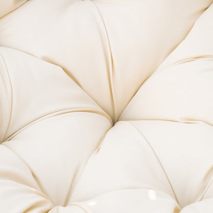 Outsunny Papasansessel, Korbsessel, Sitzkissen, Kunstrattan, drehbar, Metallrahmen, 87 x 97 x 90 cm, Beige