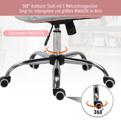 Vinsetto Bürostuhl, Ergonomisch Schreibtischstuhl mit Armlehne, Gepolsterter Rückenlehne, Höhenverstellbar Computerstuhl mit Kunstlederoptik, Drehstuhl für Home Office, Rosa