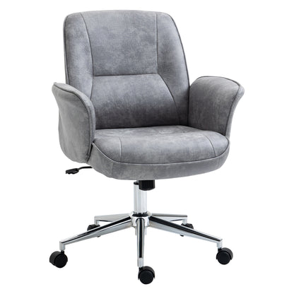 Vinsetto Bürostuhl mit Wippfunktion Schreibtischstuhl höhenverstellbarer Drehstuhl ergonomischer Arbeitsstuhl modern Belastbar bis 120 kg Mikrofaser Hellgrau 67 x 69 x 92-102 cm