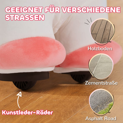 AIYAPLAY 6V Elektrisches Reiteinhorn für Kinder, Batteriebetrieb, Mit Musikfunktion und Vorwärtsbewegung, 18-36 Monate, Weiß