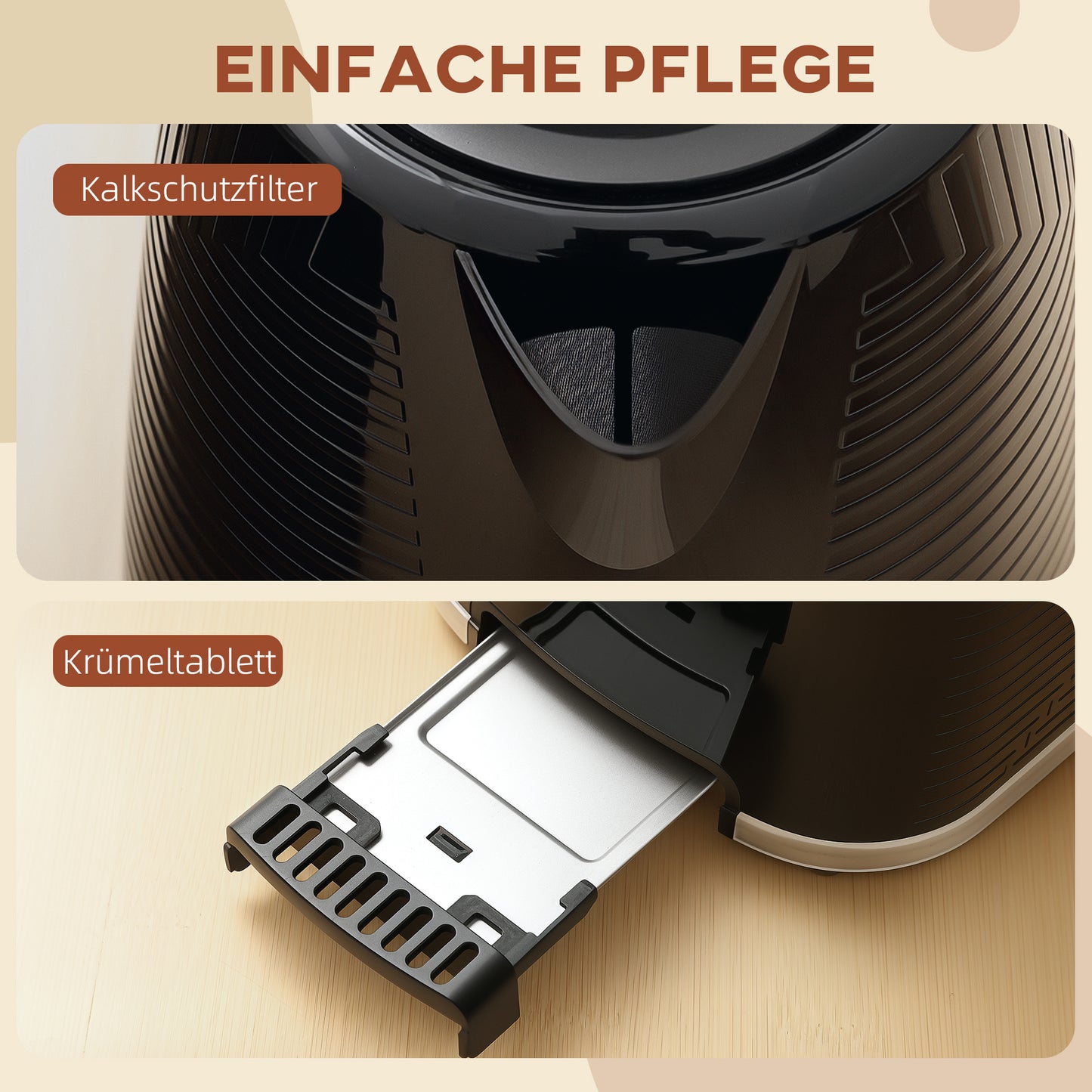 HOMCOM Wasserkocher- und Toaster-Set, 2200W, Otter-Thermostat, 2-Schlitz-Toaster, 7 Bräunungsstufen, Krümelfach, Schwarz