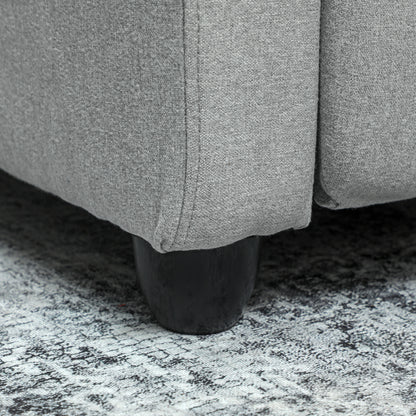 HOMCOM Relaxsessel, verstellbar 135°, ausziehbare Fußstütze, gepolsterte Lehnen, Leinen-Polyester, Hellgrau