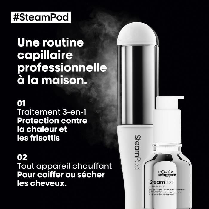 SteamPod 4 - Professional steam hair straightener and curler - L'OREAL PROFESSIONNEL - 3 Temperatures - Tool + Concentrated Smoothing Treatment
