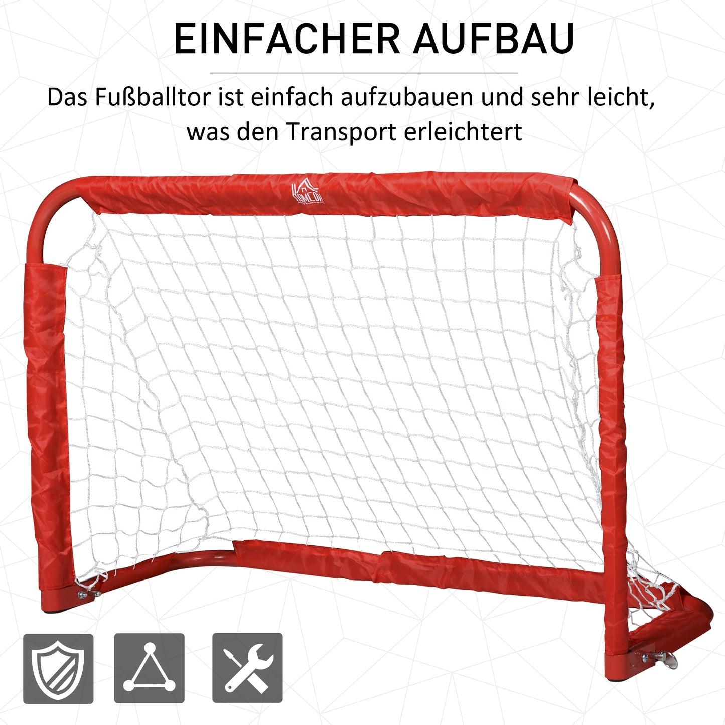 HOMCOM Fußballtor-Set, 2 klappbare Minitore, Metallrahmen, inkl. Werkzeug, 90 x 36 x 60 cm, Rot