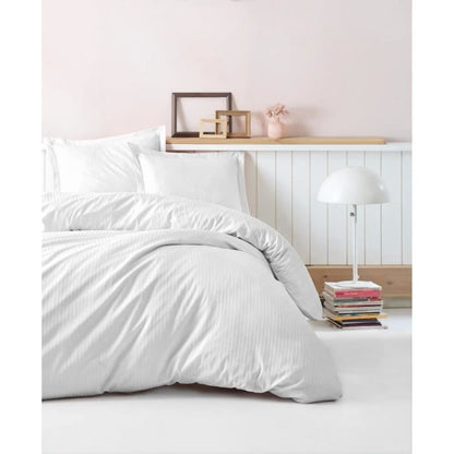 Bedding set - 1 duvet cover 220 x 240 cm + 2 pillowcases 60 x 60 cm - 100% cotton satin - White