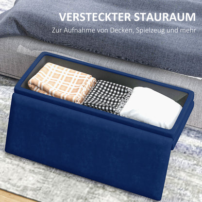 HOMCOM Sitzbank Polsterbank, mit Stauraum, Stahl, 100 cm x 37,5 cm x 42 cm, Blau