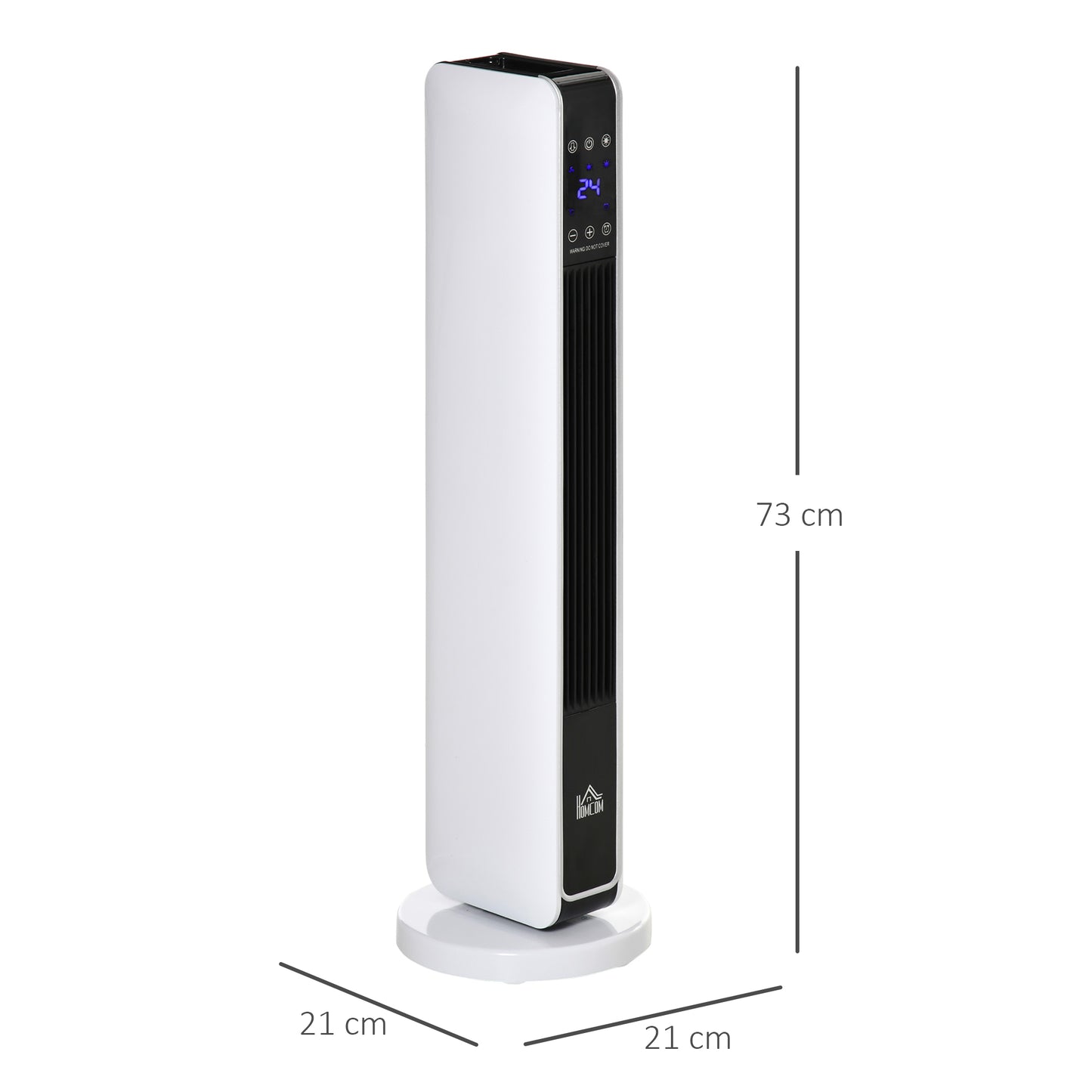 HOMCOM Heizgerät Heizlüfter 2200W Elektroheizer Keramik Heizturm mit Fernbedienung 8-Stunden-Timer Oszillation Heizer Heizung ABS PA Weiß+Schwarz 21 x 21 x 73 cm