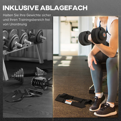 SPORTNOW Verstellbare Einzel-Hantel, 7/13/18/24 kg Kurzhantel mit Ablagefach, mit rutschfesten Griffen, Schwarz