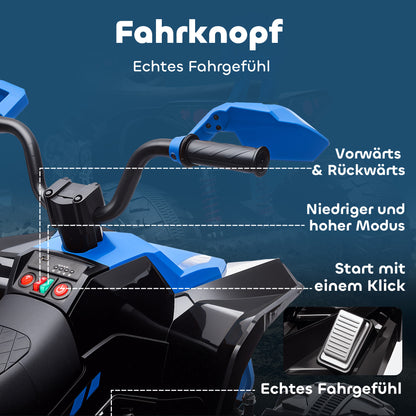 AIYAPLAY Kinder-Elektro-Quad, 24V Elektro-Fahrzeug mit 4 Rädern, Scheinwerfer, USB-Anschluss, MP3-Funktion, 6,5 km/h, 3-8 Jahre
