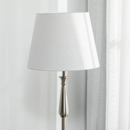 HOMCOM 3-teiliges Lampenset im Vintage-Design, 2 Tischleuchten, 1 Stehleuchte, 35,5 cm x 35,5 cm x 146 cm, Silber + Weiß