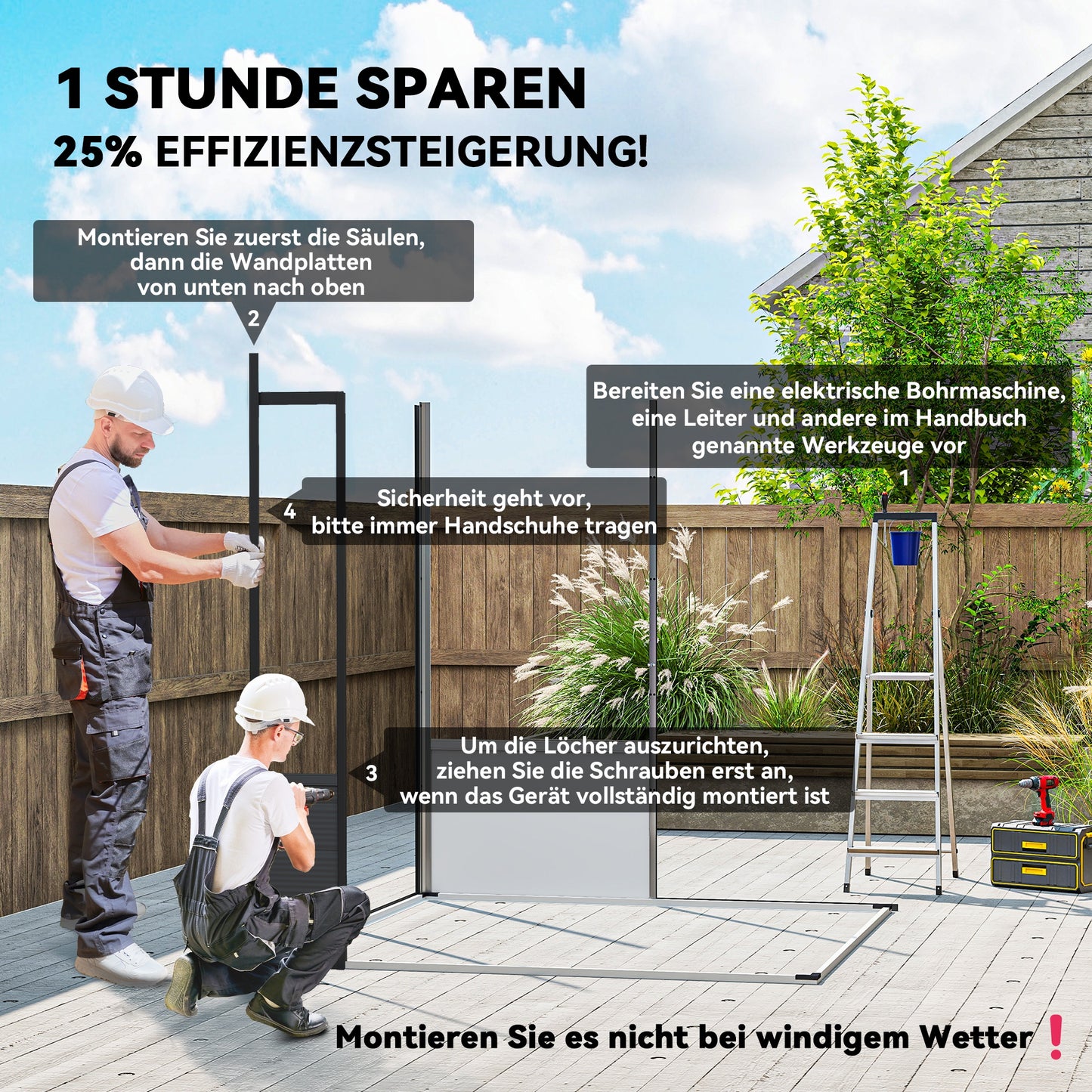 Outsunny 1,9 x 1,9 m Gartenschuppen, Werkzeugschuppen aus Kunststoff , verschließbare Türen, 2 Lüftungsöffnungen, Dunkelgrau