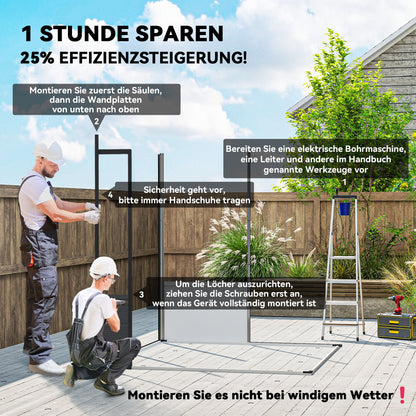 Outsunny 1,9 x 1,9 m Gartenschuppen, Werkzeugschuppen aus Kunststoff , verschließbare Türen, 2 Lüftungsöffnungen, Dunkelgrau