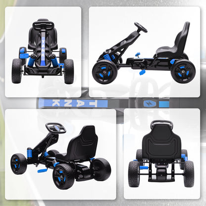 AIYAPLAY Gokart mit Pedalen, Tretauto für Kinder mit Bremse, rutschfeste Räder, Metallrahmen, 3-6 Jahre, Blau