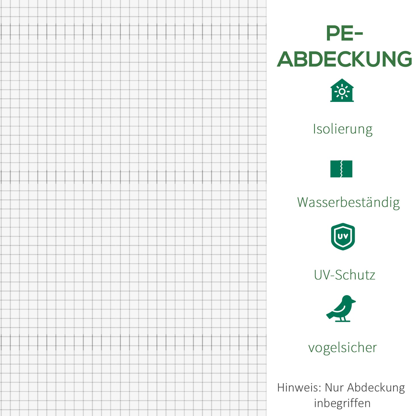 Outsunny Ersatz-Gewächshausabdeckung Gewächshausabdeckung, wetterbeständig, 300 cm x 200 cm x 200 cm, Transparent