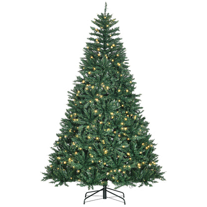 HOMCOM Weihnachtsbaum, 700 warmweiße LEDs, 2154 Zweige, flammhemmend, Kunststoff/Metall, 210 x 142 cm, Grün