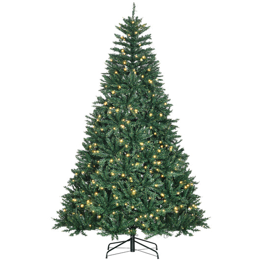 HOMCOM Weihnachtsbaum, 700 warmweiße LEDs, 2154 Zweige, flammhemmend, Kunststoff/Metall, 210 x 142 cm, Grün