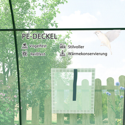 Outsunny Bogen-Gewächshaus mit Sandsäcken und Kunststoff-Abdeckung, 2 Rolltüren, Netzfenster, tragbar, 1,8 x 1,8 x 2 m, Grün