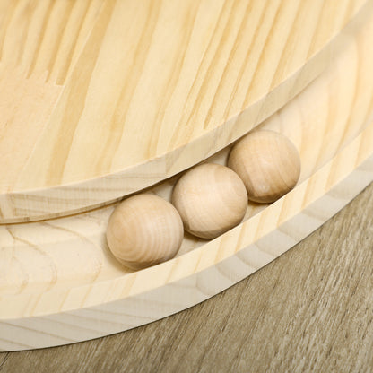 PawHut interaktiva Katzenspielzeug, Kratzfläche, oval Kugelbahn, Kiefernholz, 39,5 x 32,5 x 14,5 cm