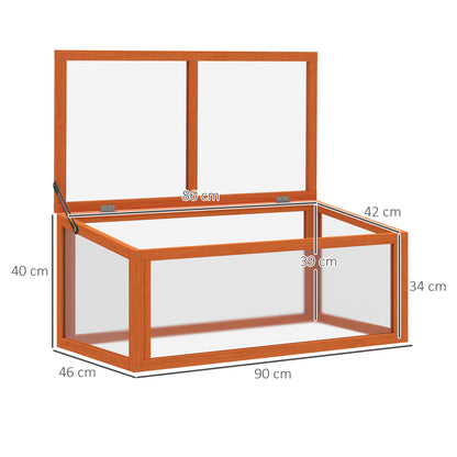 Outsunny Frühbeet Holz und Polycarbonat Treibhaus 90 x 46 x 40 cm Gewächshaus mit Abdeckung wetterfest Frühbeetkasten für Garten Pflanzenbeet Orange