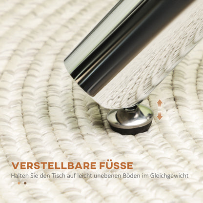 HOMCOM Esstisch, runde Hartglasplatte, randloses Design, für 2-4 Personen, Stahlbeine, 80 x 80 x 74 cm