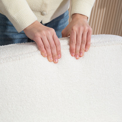 HOMCOM Akzentstuhl, Polsterstuhl mit Stoffbezug, Kautschukholzrahmen, Moderner Stuhl mit Kissen, Weiß