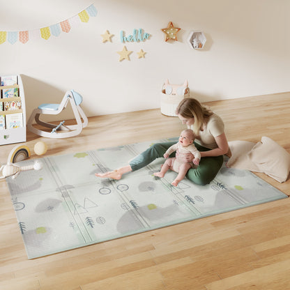 AIYAPLAY Baby-Spielmatte, Tiermuster, Schaumstoff, 1,5 cm dicke Polsterung, rutschfest