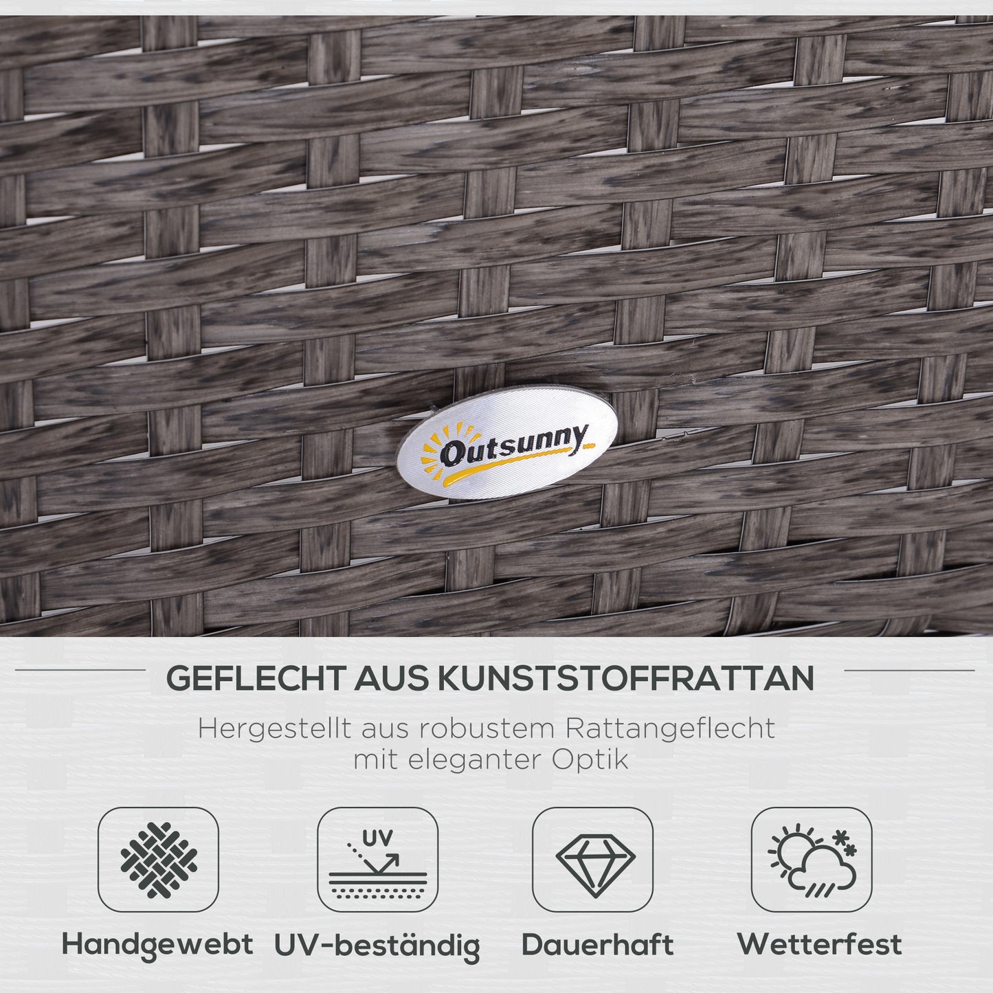 Outsunny 5-tlg. Polyrattan Gartenmöbel Sitzgruppe Gartenset Sofagarnitur Garnitur Lounge mit Kissen Dunkelgrau 2 x Sessel 1 x Couchtisch 2 x Hocker
