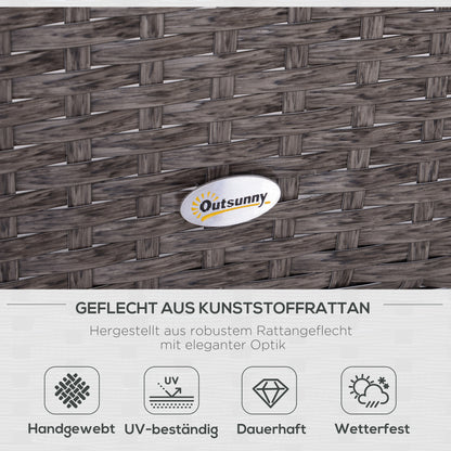 Outsunny 5-tlg. Polyrattan Gartenmöbel Sitzgruppe Gartenset Sofagarnitur Garnitur Lounge mit Kissen Dunkelgrau 2 x Sessel 1 x Couchtisch 2 x Hocker
