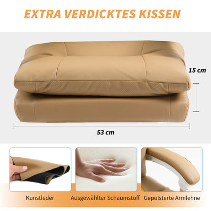 HOMCOM Bürostuhl Ergonomischer Schreibtischstuhl mit Lendenwirbelstütze, Klappbar Armlehne, Fußstütze Hellbraun