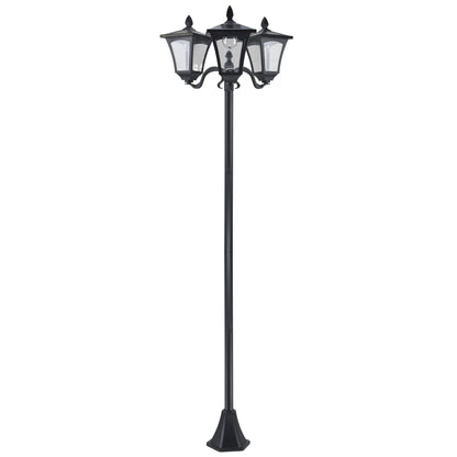 Outsunny Solar Gartenlaterne med 3 flammig Laterne Mast aus Edelstahl Solarlaterne med LED 120 Lumen 51,5x47x182,5cm Wegeleuchte IP44 för Garten Balkon Schwarz