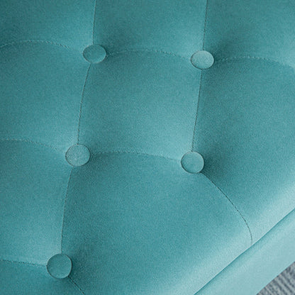 HOMCOM Sitzbank im Vintage-Design, Sitzbank mit Stauraum, Samtoptik, Grün