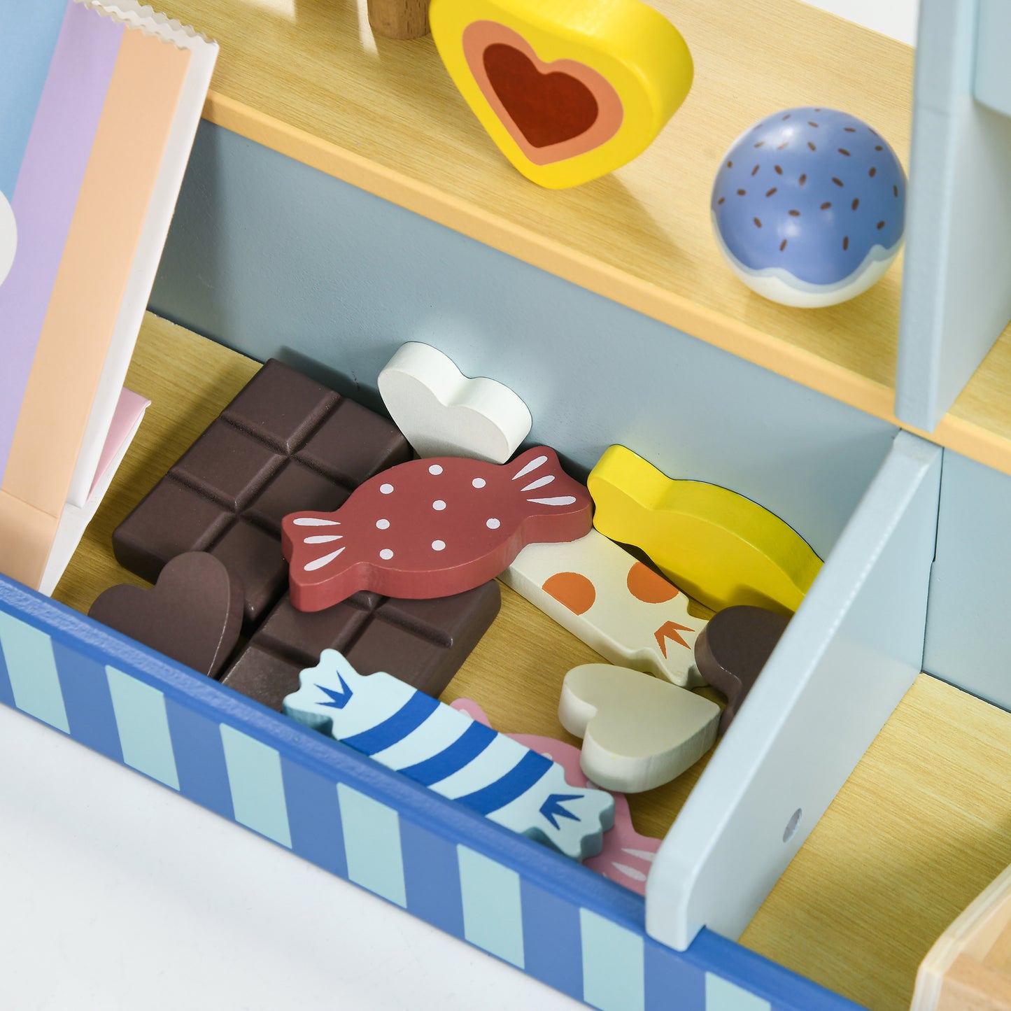 AIYAPLAY Spiel-Eisladen für Kinder, Eiscreme-Stand, viel Zubehör, fördert Fantasie und Motorik, Hellblau