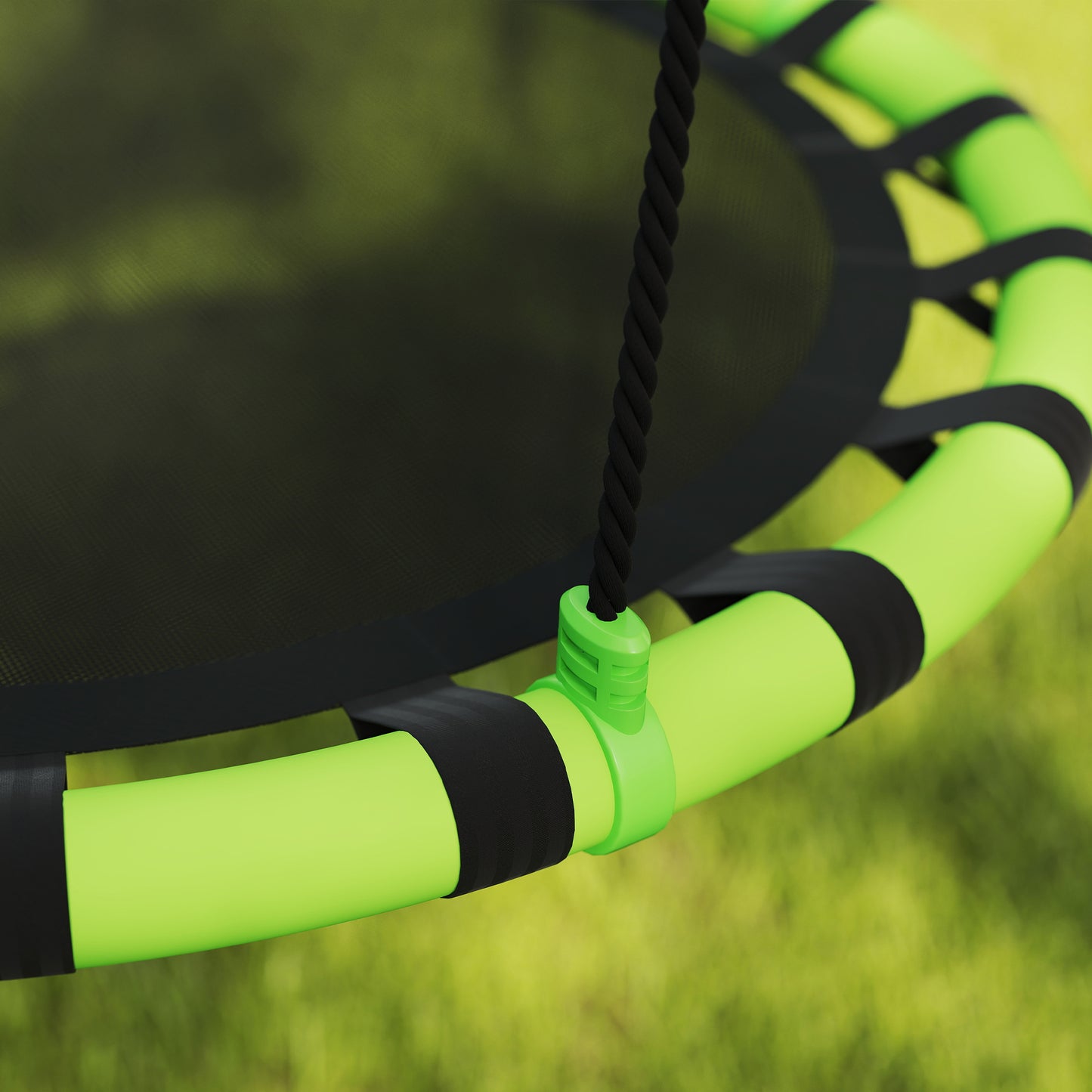 AIYAPLAY Kinderschaukel, 150 kg belastbar, Ø100 x 180H cm, Metall, Schaumstoff, Schwarz