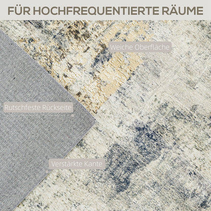 HOMCOM Wohnzimmerteppich, Polyester, modernes künstlerisches Muster, waschbar, Grau