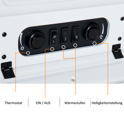 HOMCOM Elektrokamin mit Heizung, elektrischer Kamin mit LED Flammeneffekt, 950/1850W Dekokamin mit Thermostat, elektrisch Kaminfeuer mit Überhitzungs-Schutz, Kaminofen, Weiß
