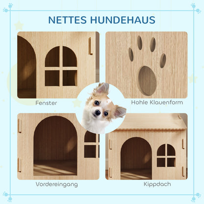 PawHut Hundehütte/Katzenhaus für Indoor, intedliches Design, 50 x 41 x 51 cm
