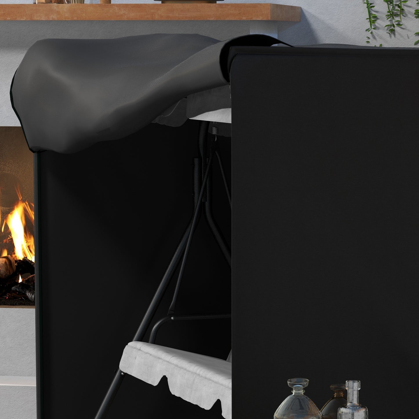 Outsunny Abdeckung für Gartenschaukel, Schutzhülle für Hollywoodschaukel, Abdeckhaube, wasserfest, 205 x 124 x 164 cm, Schwarz